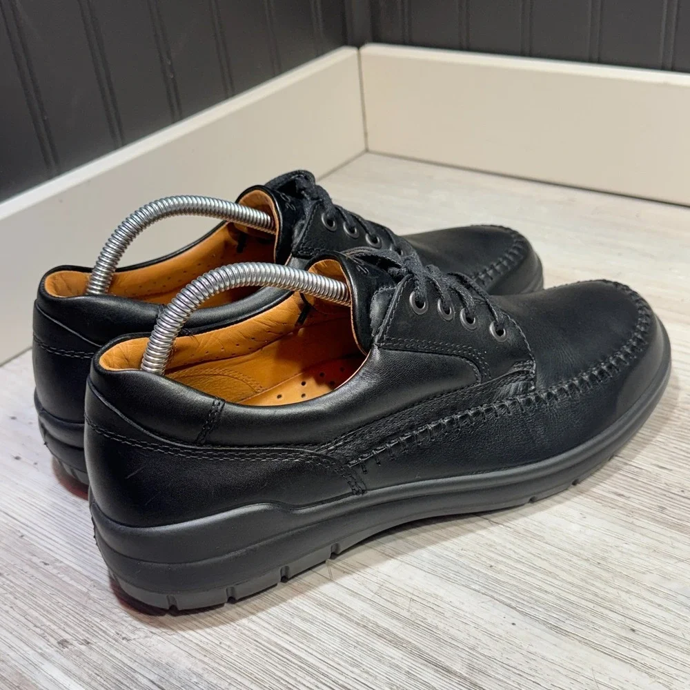 Men's ECCO Seawalker Leather‎ Tie Oxford Shoes - Black - Sz EU 42 US 8-8.5